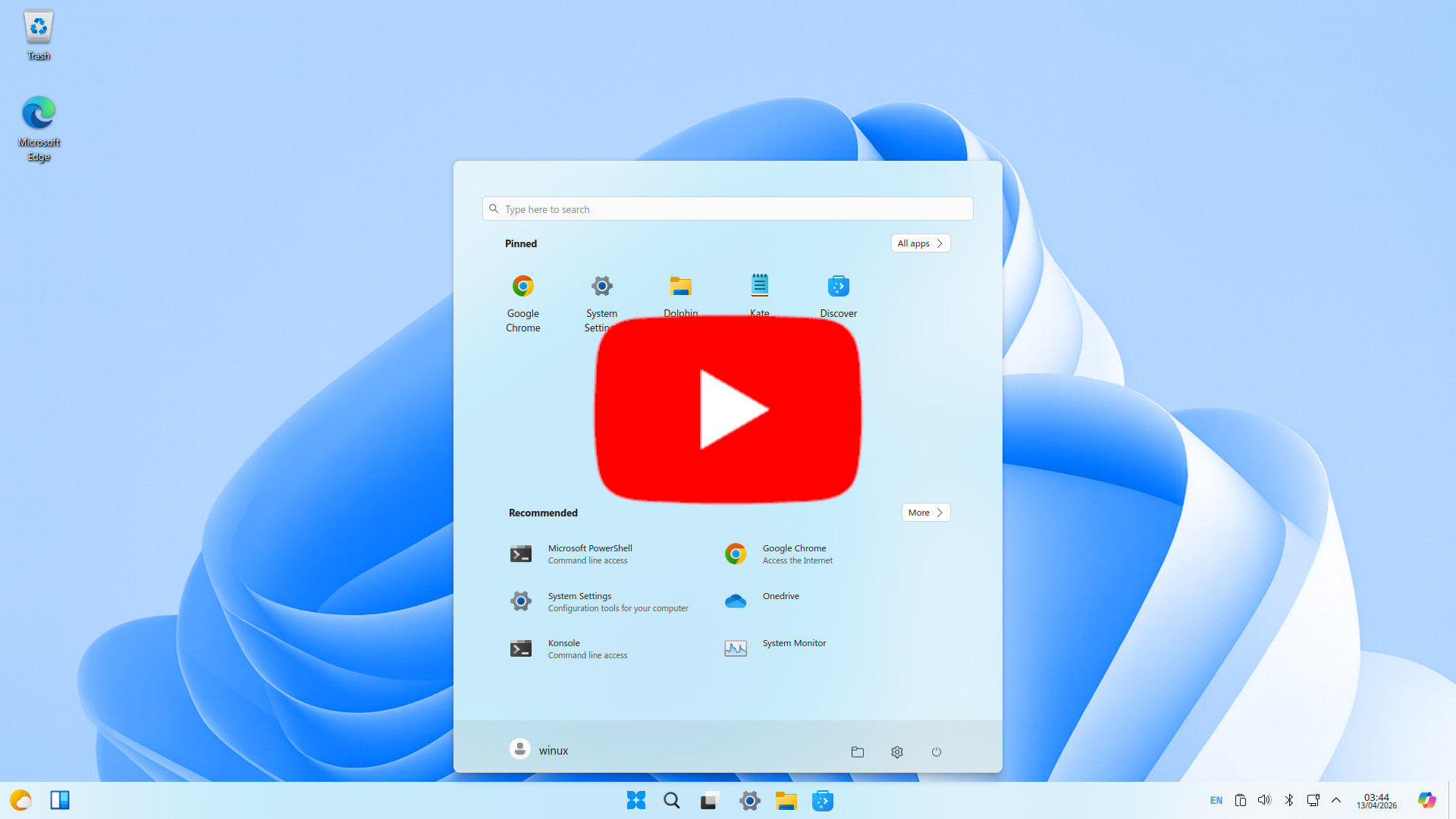 Winux desktop preview for PC users