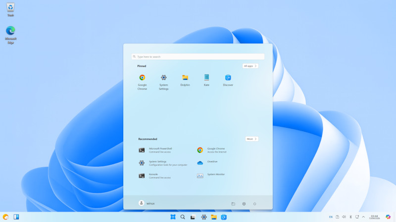 Winux desktop preview for Windows users